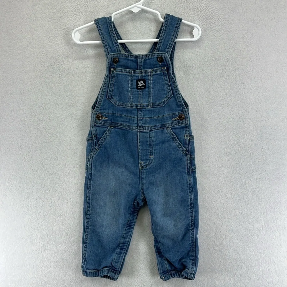 Oshkosh Baby B’gosh Overalls Sz 18 Months Blue Denim Elastic Cuffs Cotton Blend